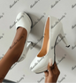 Street Style Block Heel Pumps | Round Toe WHITE