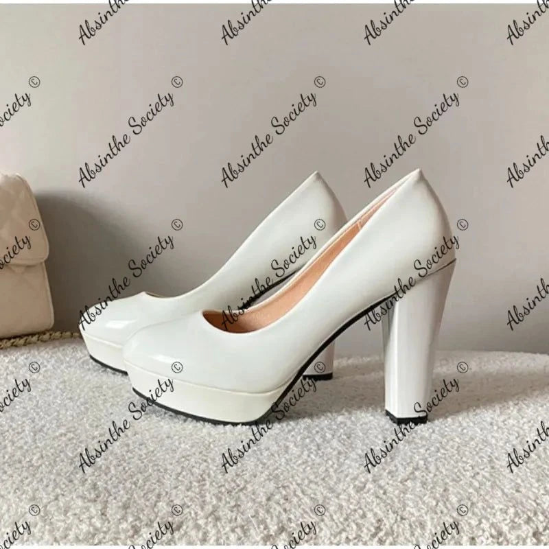 Street Style Block Heel Pumps | Round Toe