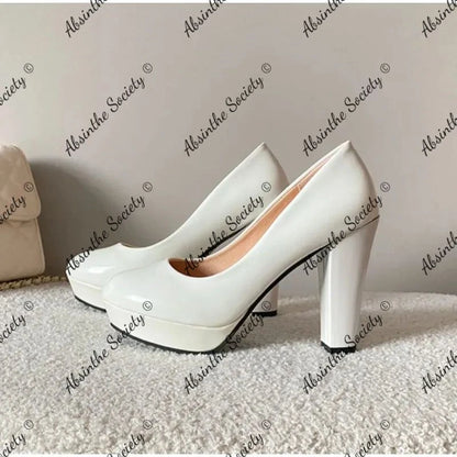 Street Style Block Heel Pumps | Round Toe