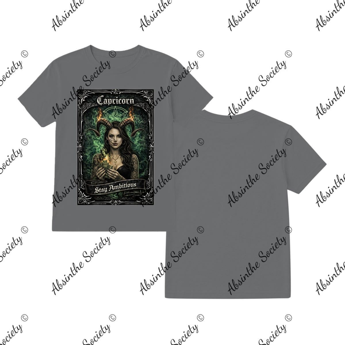 Capricorn - Stay Ambitious T-Shirt Printed in USA Charcoal