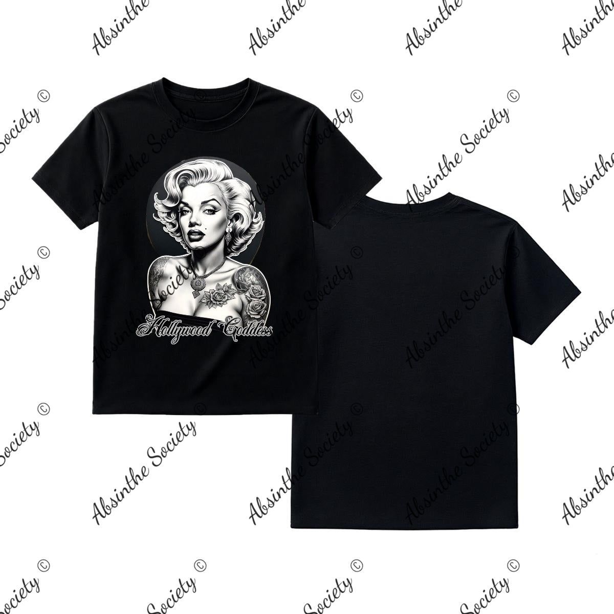 Marilyn Hollywood Goddess- T-Shirt Printed in USA Black