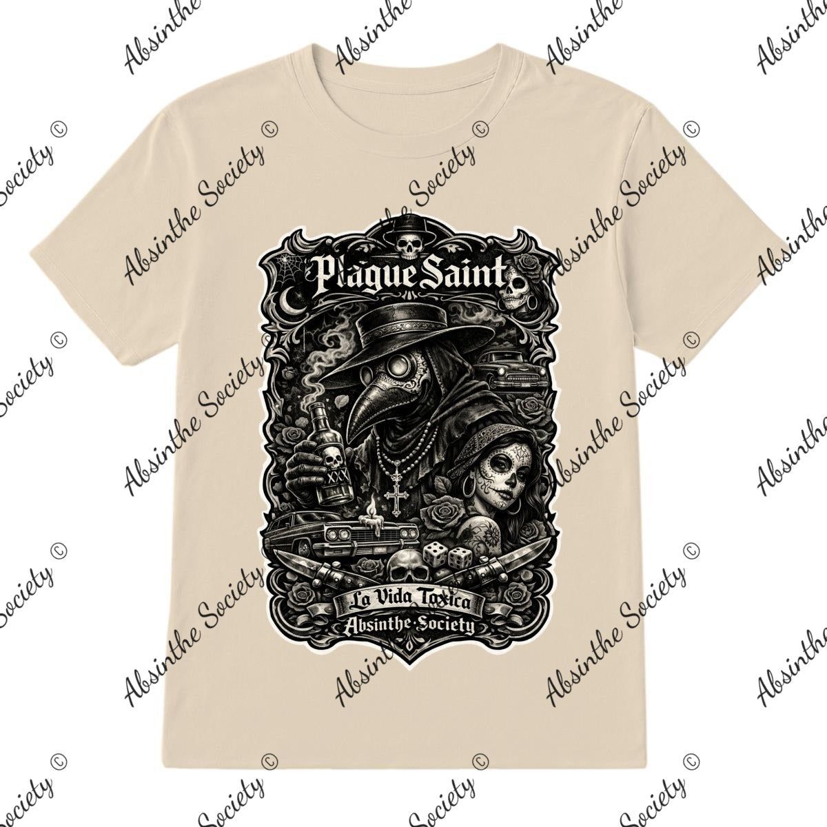 La Vida Toxica - Plague Saint Pareja- Grayscale T-Shirt Printed in USA