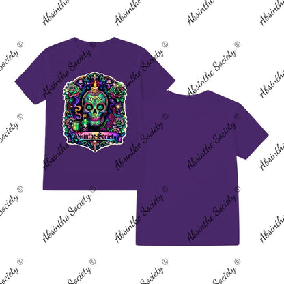 Absinthe Society Sugar Skull- T-Shirt Printed in USA purple color