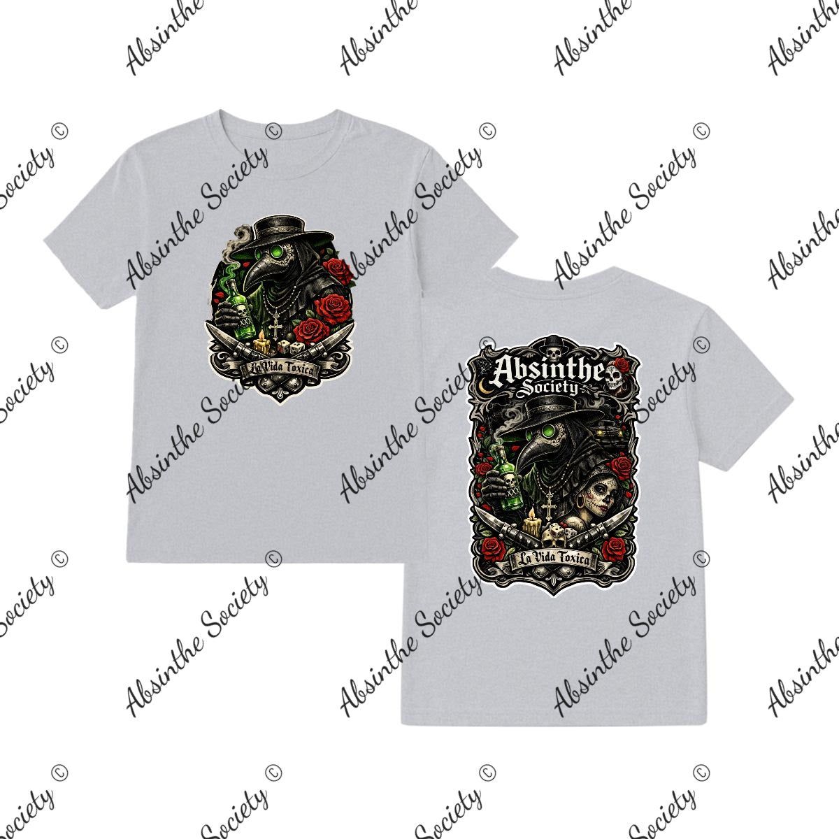 La Vida Toxica - La Pareja - Double Side T-Shirt Printed in USA Sport Grey