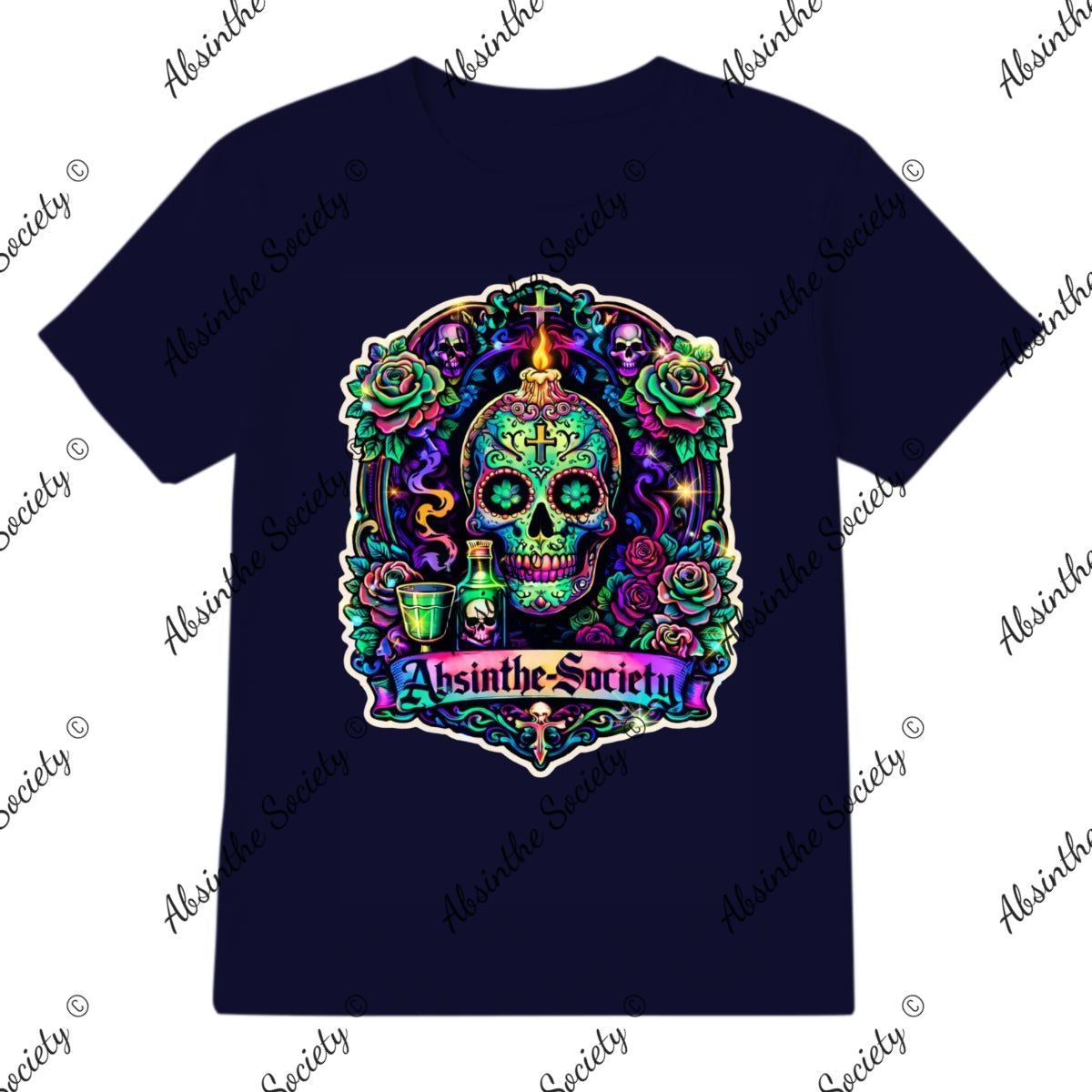 Absinthe Society Sugar Skull- T-Shirt Printed in USA