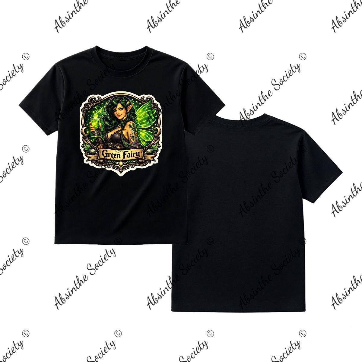 Green Fairy - Small Shield T-Shirt Printed in USA Black