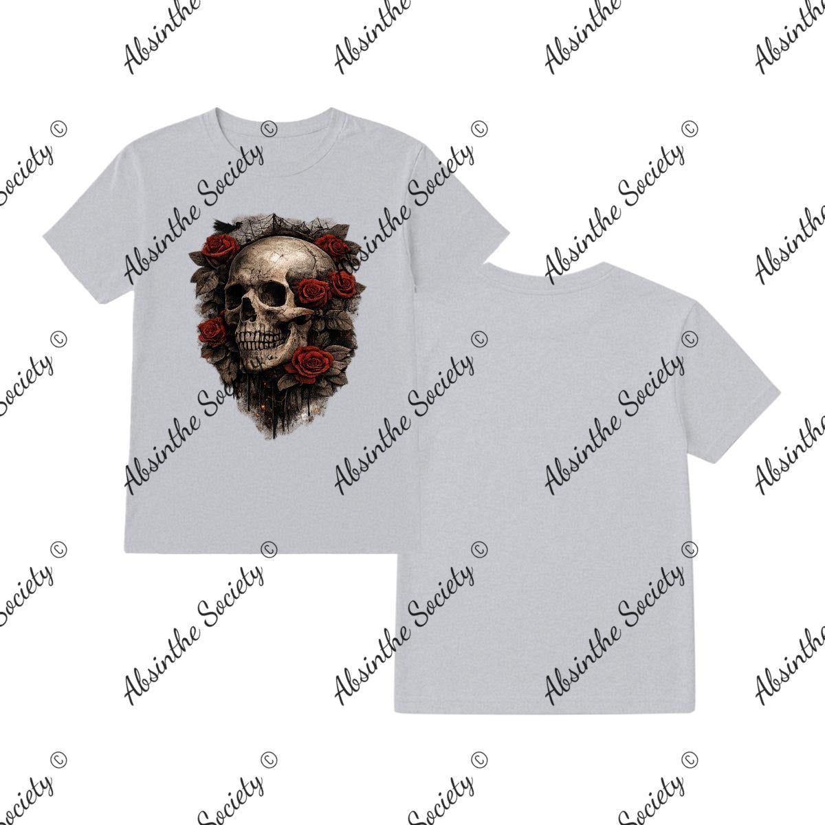 Rose Skull T-Shirt | Printed in USA Sport Grey
