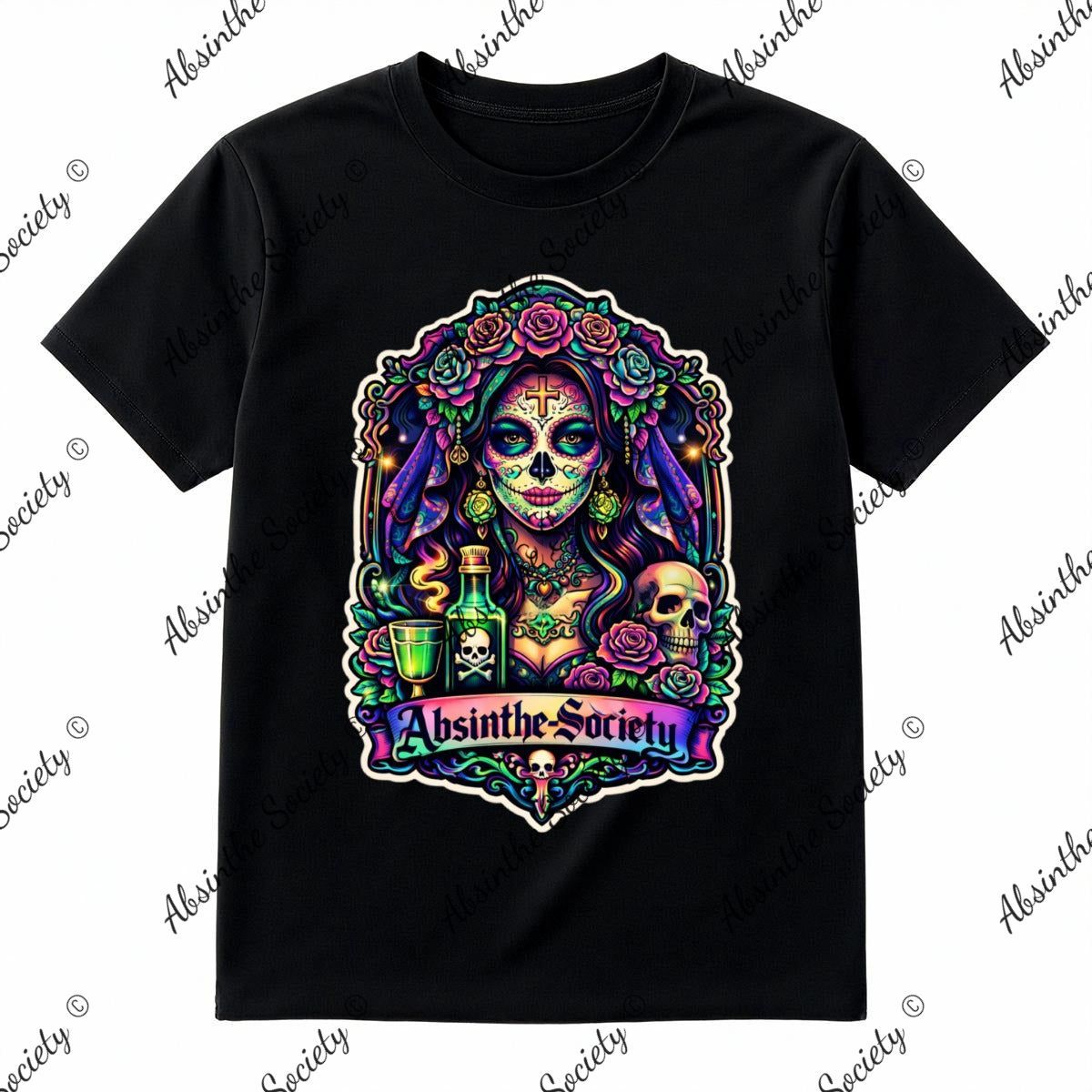 Absinthe Society Catrina Color - T-Shirt Printed in USA
