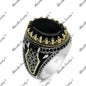 Itztli | Black Natural Agate 925 Sterling Silver Ring Photo Color