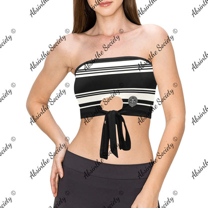 La Fuerza | All-Over Print Tie Bandeau Top | Dark Chicana Gothic Streetwear