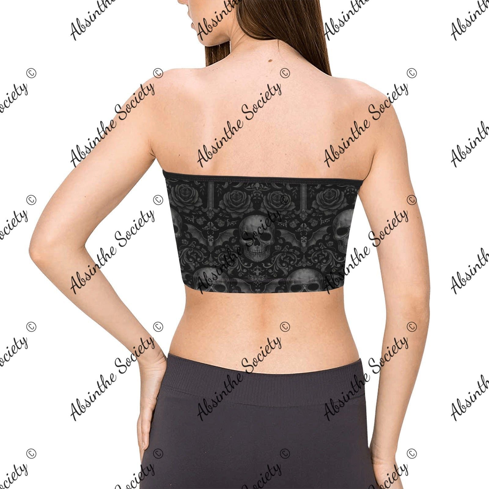 La Guerrera | All-Over Print Tie Bandeau Top | Dark Chicana Gothic Streetwear