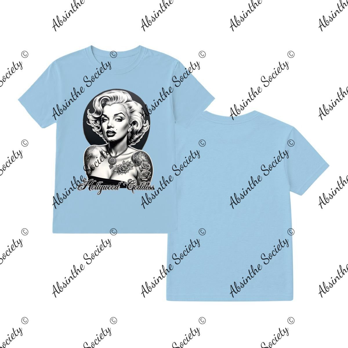 Marilyn Hollywood Goddess- T-Shirt Printed in USA Light blue