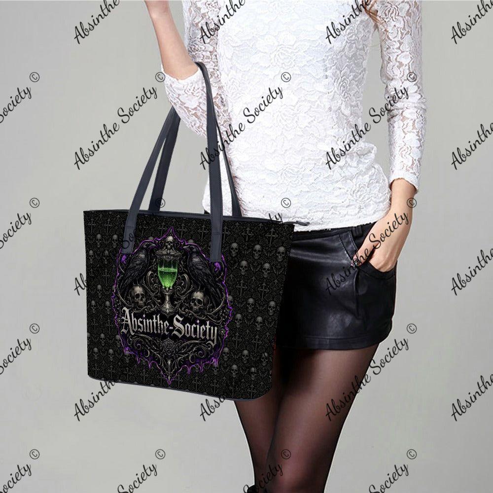 Quoth the Raven - Leather Handbag - Poe Inspired- Absinthe Society
