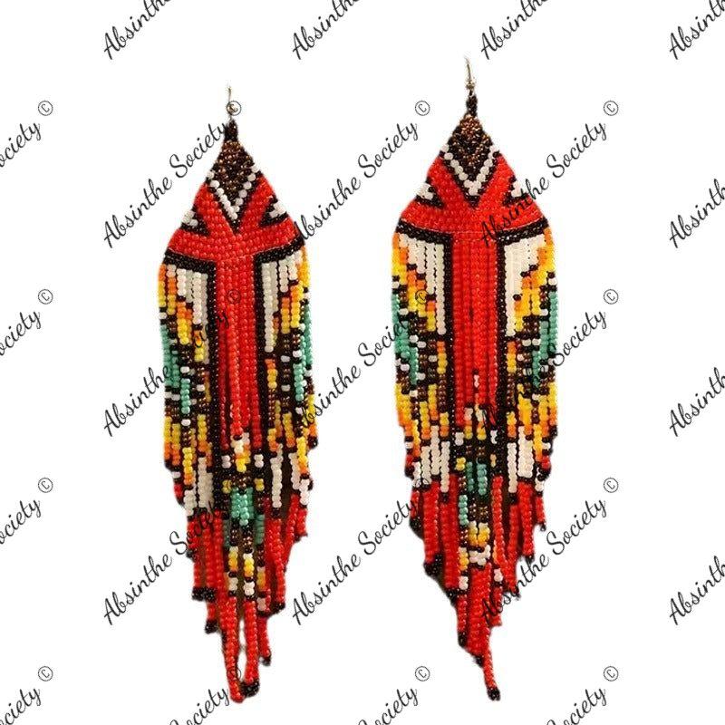 Chalchiuh | Hand-Woven Glass Bead Tassel Earrings