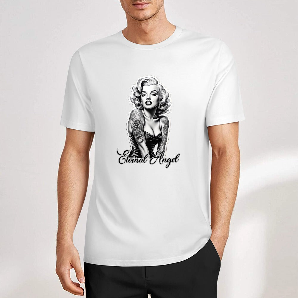 Eternal Angel (white)- Marilyn Monroe Pure Cotton T-shirt Front Print