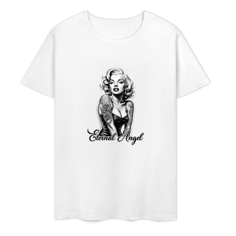 Eternal Angel (white)- Marilyn Monroe Pure Cotton T-shirt Front Print