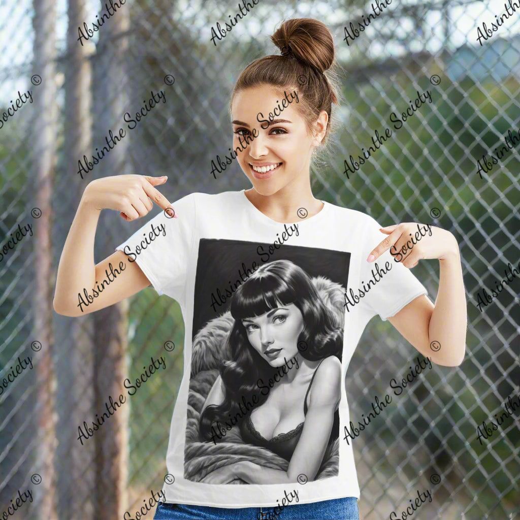 Bettie Page Women's Cotton Short Sleeve T-shirt White