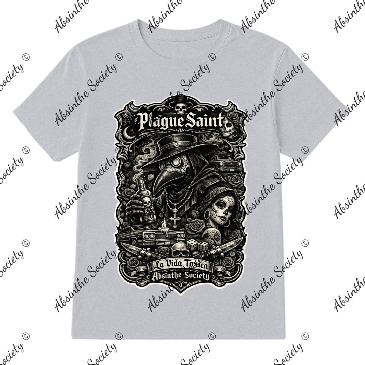 La Vida Toxica - Plague Saint Pareja- Grayscale T-Shirt Printed in USA