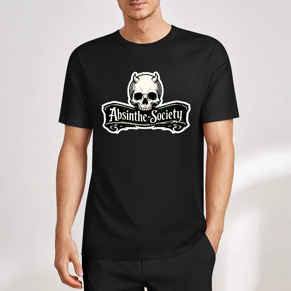 Skull Banner | Absinthe Society Premium Cotton T-Shirt | Dark Chicano Gothic Streetwear