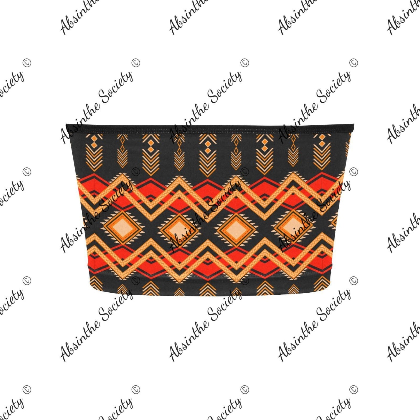 La Sombra | All-Over Print Tie Bandeau Top | Dark Chicana Gothic Streetwear