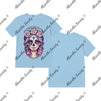 Never Wait for Death to be Reborn Printed in USA Light blue