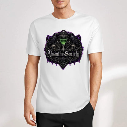 Nevermore (White) - Absinthe Society Premium Pure Cotton T-shirt Front Print