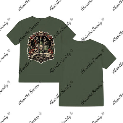Absinthe Society Old Skool Tattoo Inspired - T-Shirt Printed in USA Military Green
