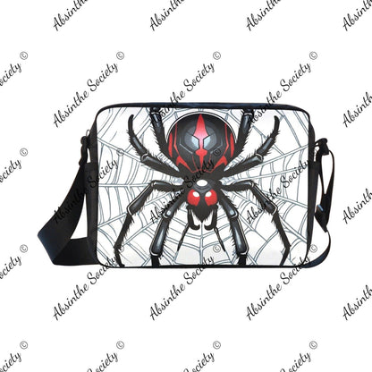 Widow Maker Cross-body Nylon Bag - Gothic Black Widow Spider White ONESIZE