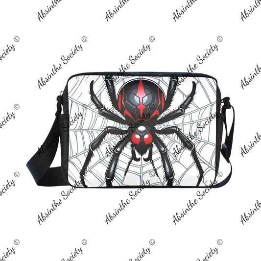 Widow Maker Cross-body Nylon Bag - Gothic Black Widow Spider White ONESIZE