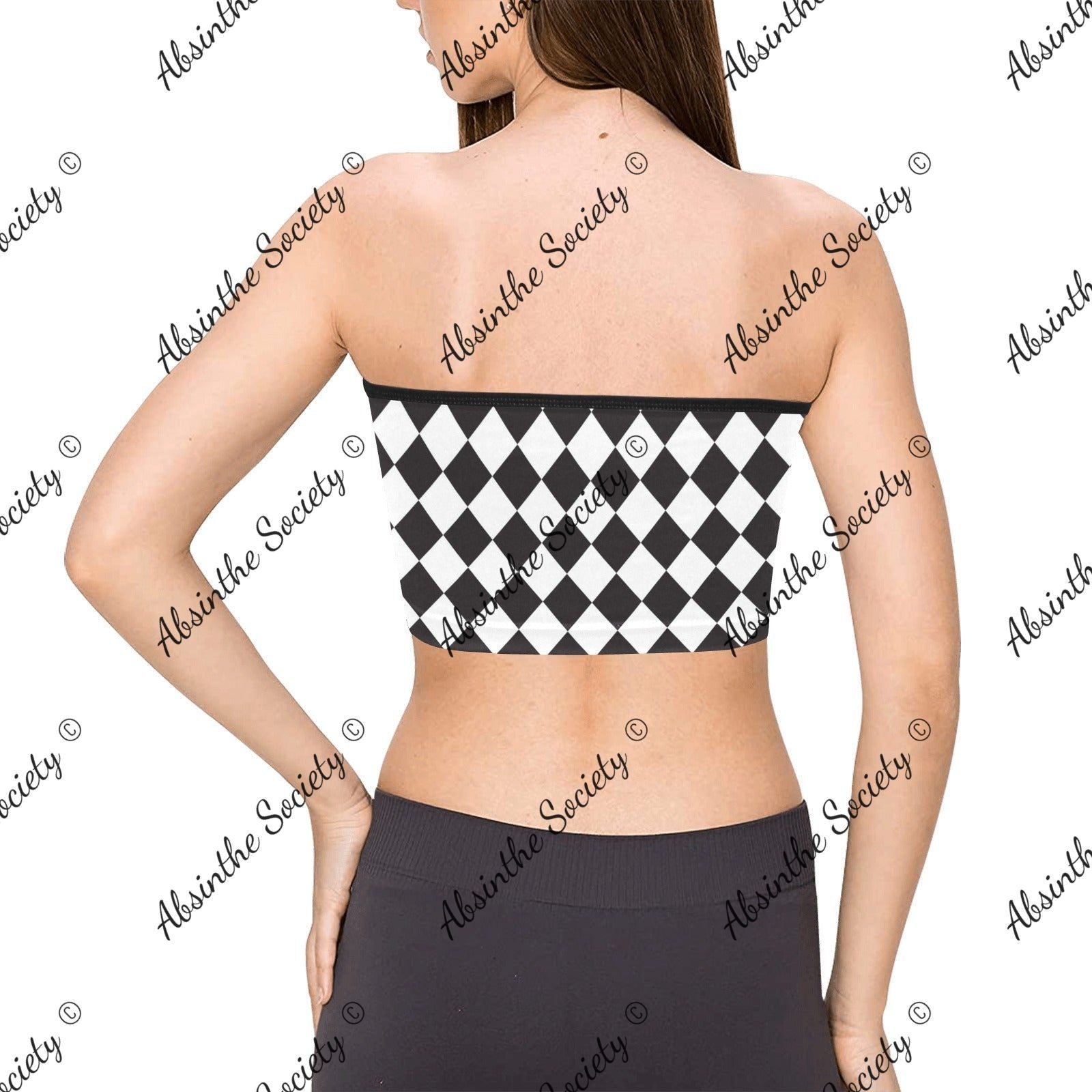 La Reina del Calle | All-Over Print Tie Bandeau Top | Dark Chicana Gothic Streetwear