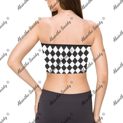 La Reina del Calle | All-Over Print Tie Bandeau Top | Dark Chicana Gothic Streetwear
