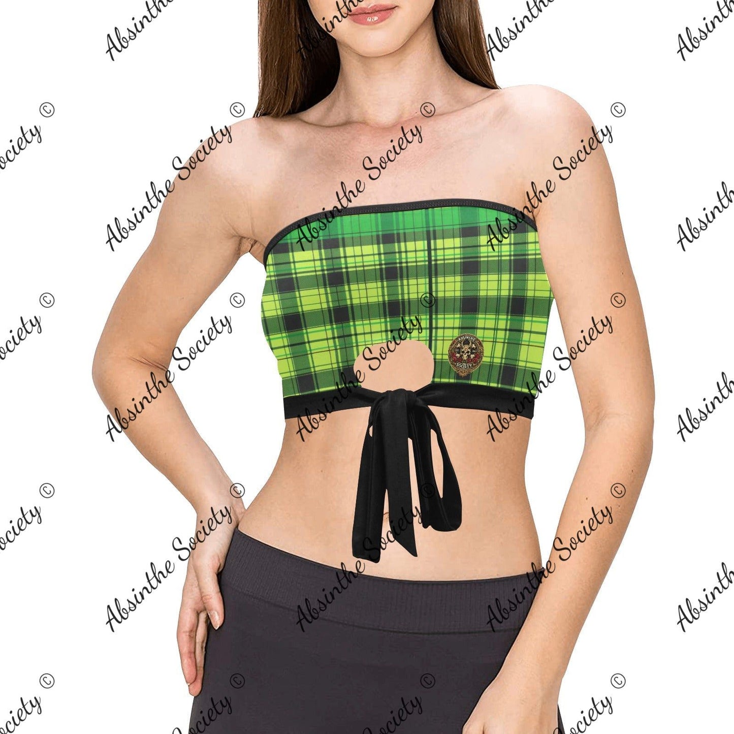La Sangre | All-Over Print Tie Bandeau Top | Dark Chicana Gothic Streetwear