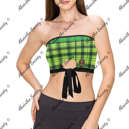 La Sangre | All-Over Print Tie Bandeau Top | Dark Chicana Gothic Streetwear