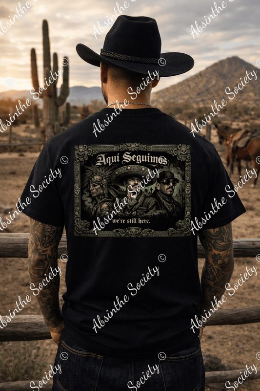Aquí Seguimos — Timelines | Unisex Heavyweight T-Shirt | Printed in USA | Absinthe Society