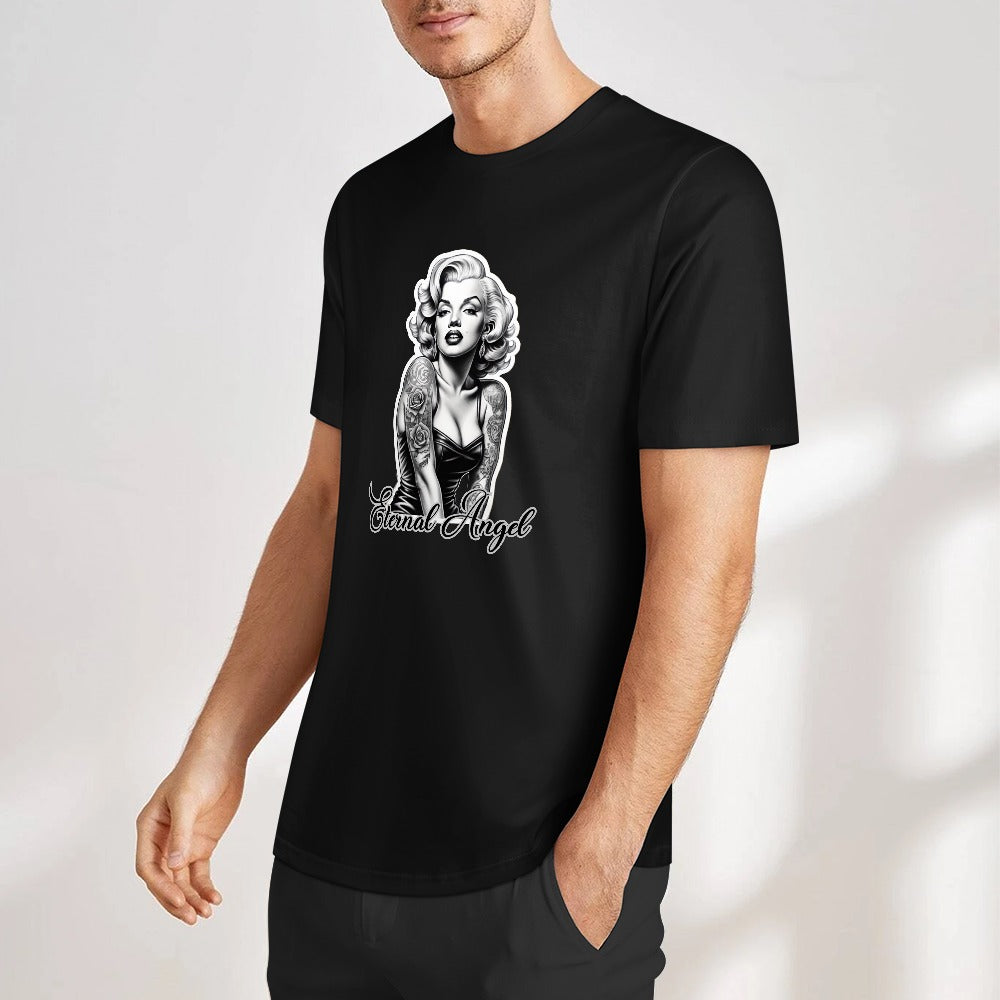 Eternal Angel (black)- Marilyn Monroe- Pure Cotton T-shirt Front Print