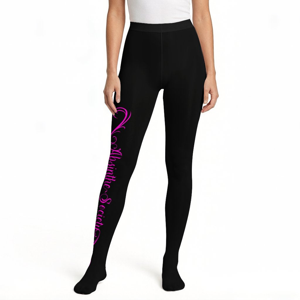 La Firma | Absinthe Society Signature Pantyhose | Black & Pink White 9.1"×37.4" 23x95cm
