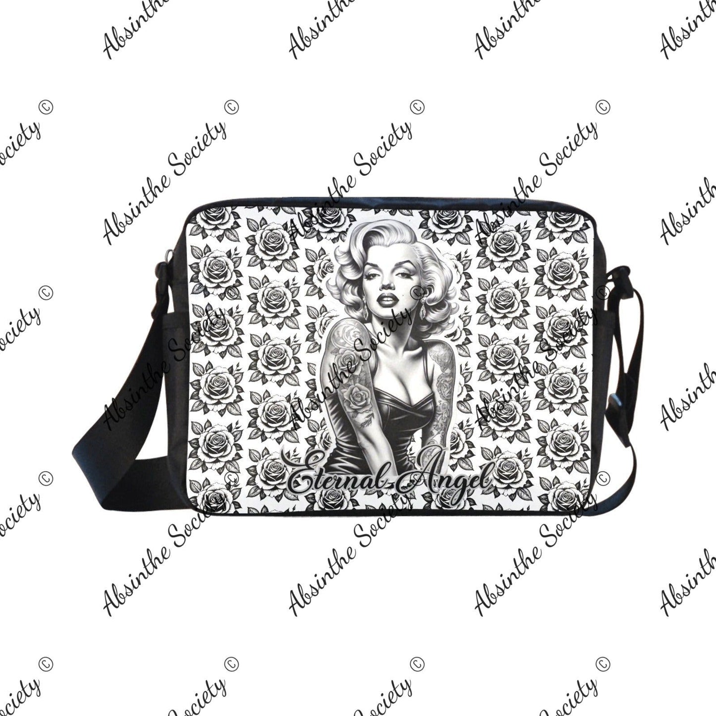Eternal Angel Roses Cross-body Nylon Bag - Gothic Romantic White ONESIZE