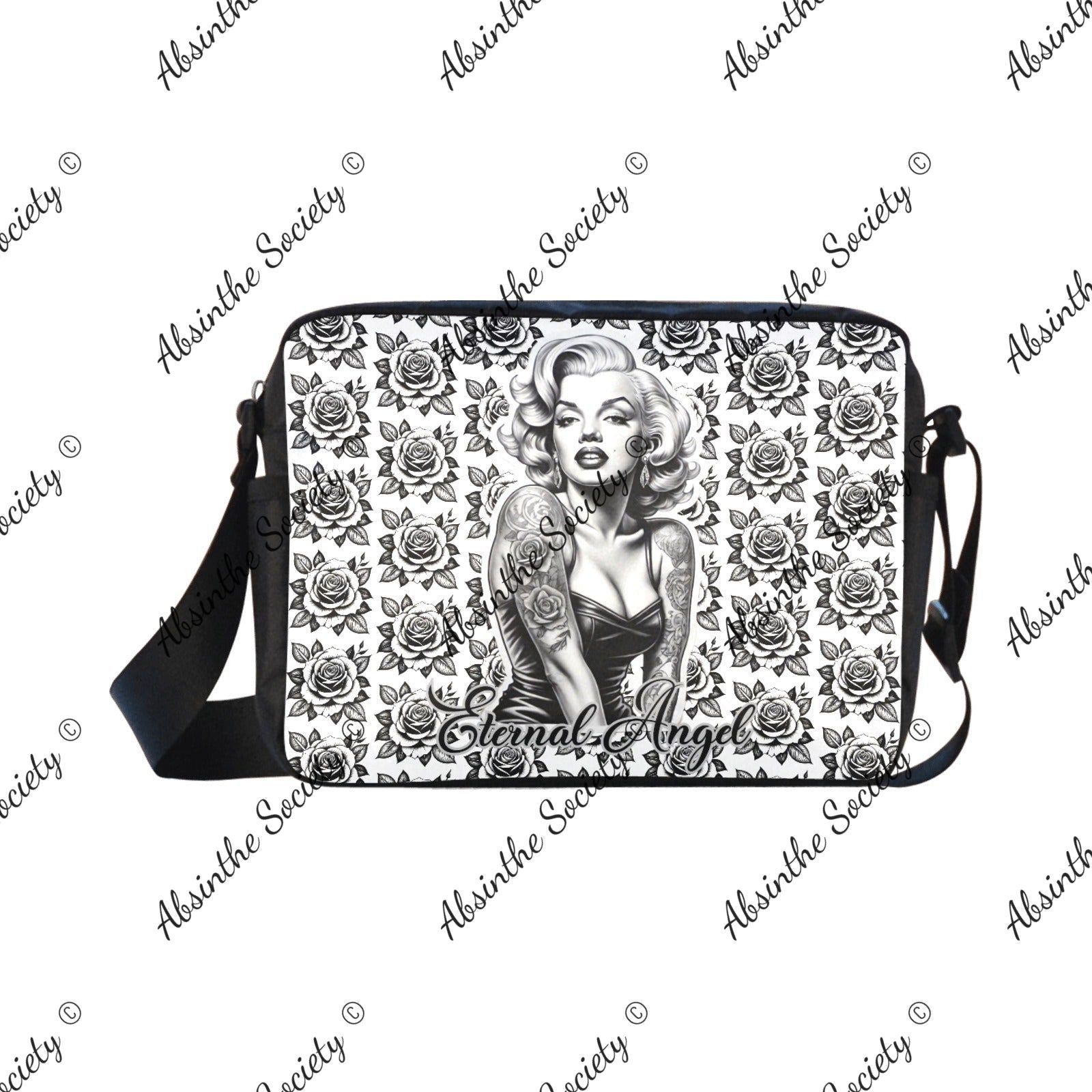 Eternal Angel Roses Cross-body Nylon Bag - Gothic Romantic White ONESIZE