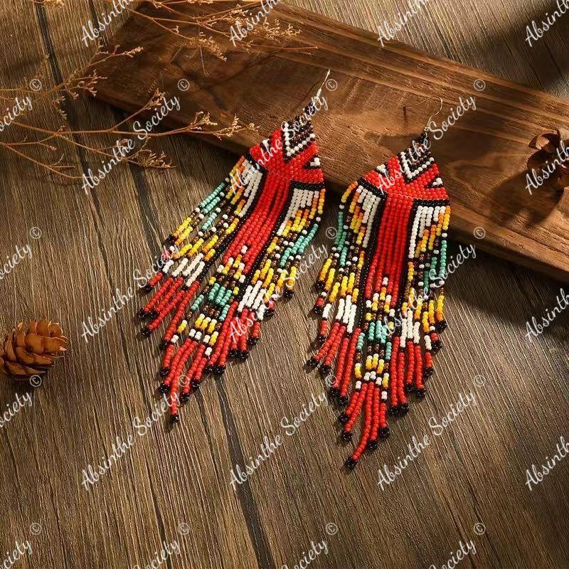 Chalchiuh | Hand-Woven Glass Bead Tassel Earrings
