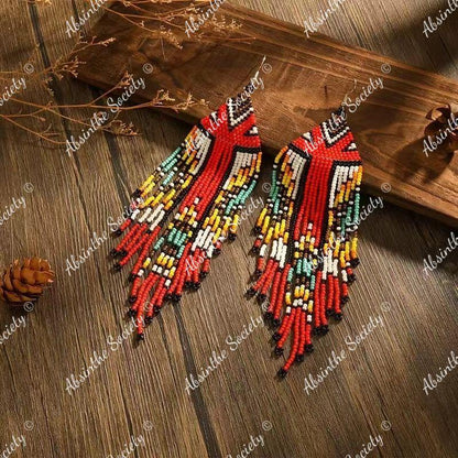 Chalchiuh | Hand-Woven Glass Bead Tassel Earrings