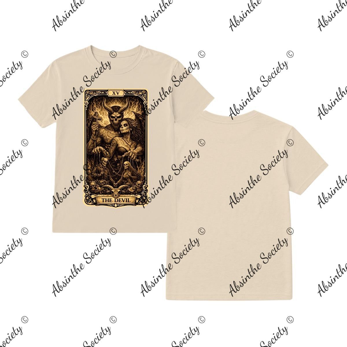 Major Arcana The Devil unisex T-Shirt Printed in USA Sand