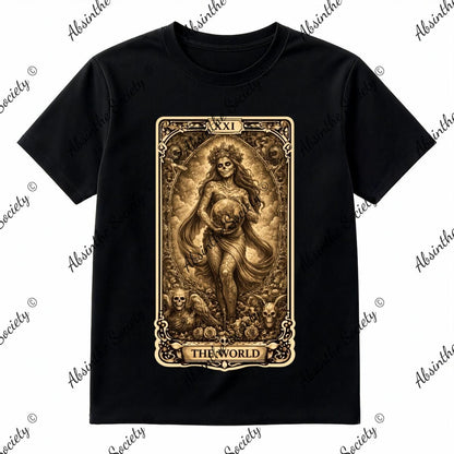 The World XXI | Tarot T-Shirt | Absinthe Society Black