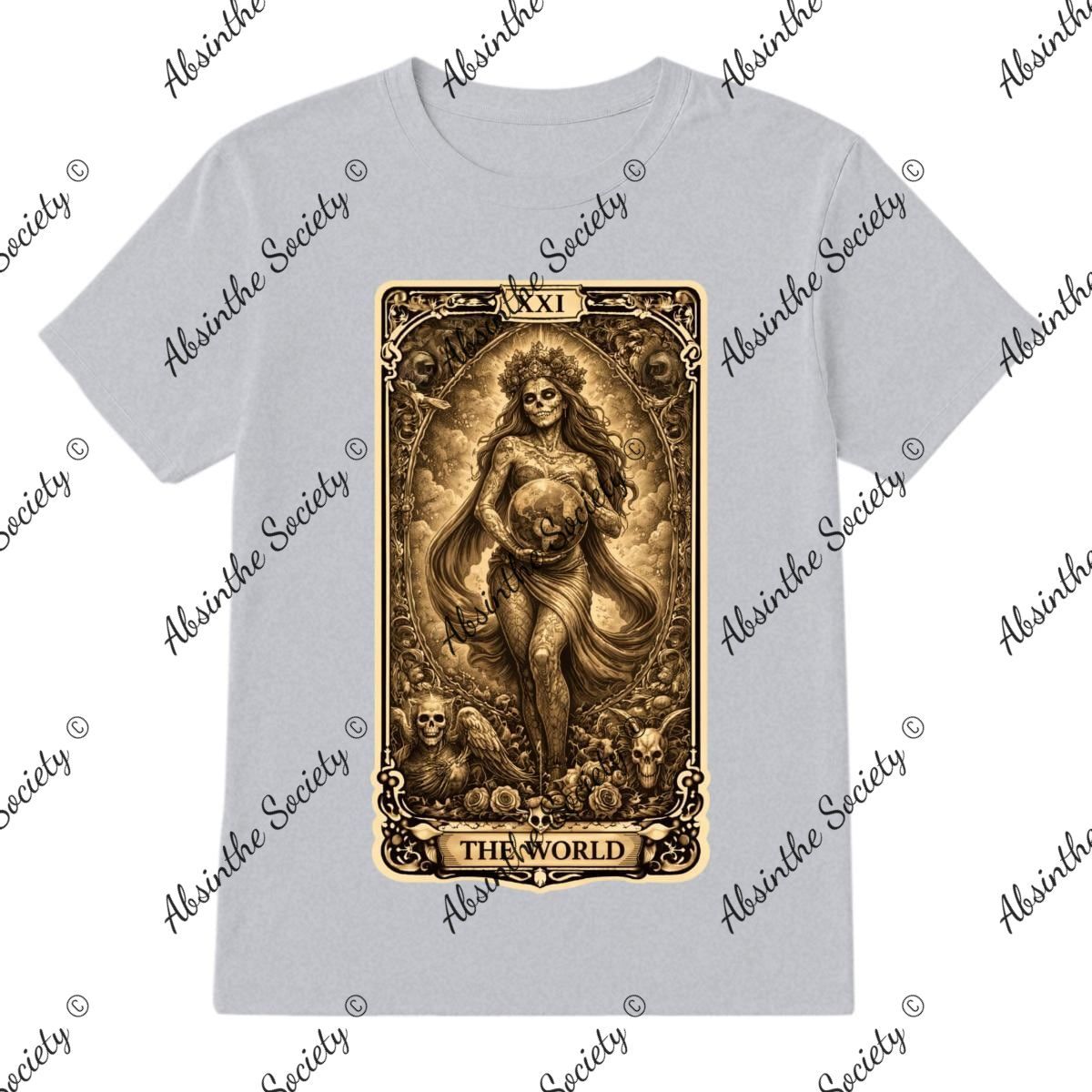 The World XXI | Tarot T-Shirt | Absinthe Society Sport Grey