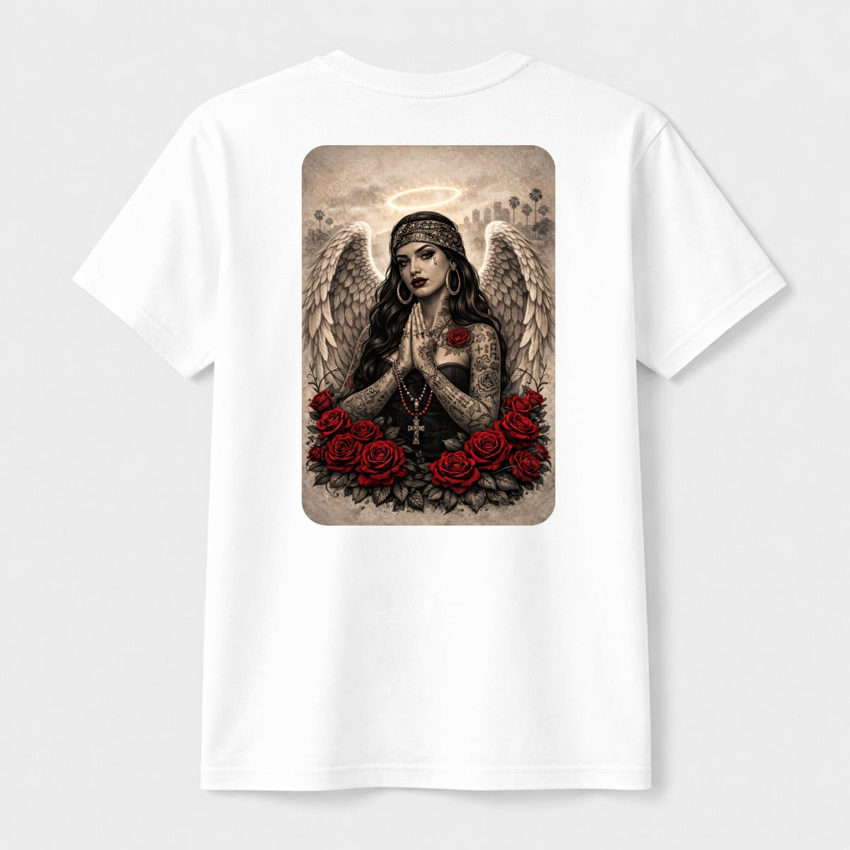 La Angel de Rosas |Premium Cotton | Dark Chicana Gothic Streetwear