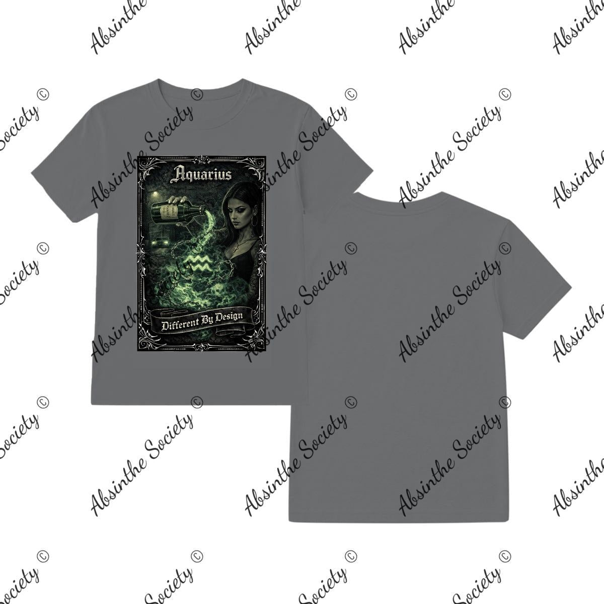 Aquarius- Different by Design T-Shirt Printed in USA Charcoal