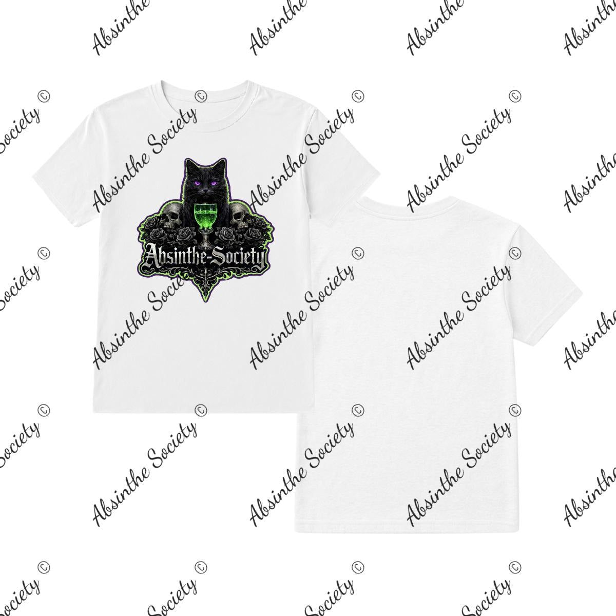 Black Cat T-Shirt | Absinthe Society White