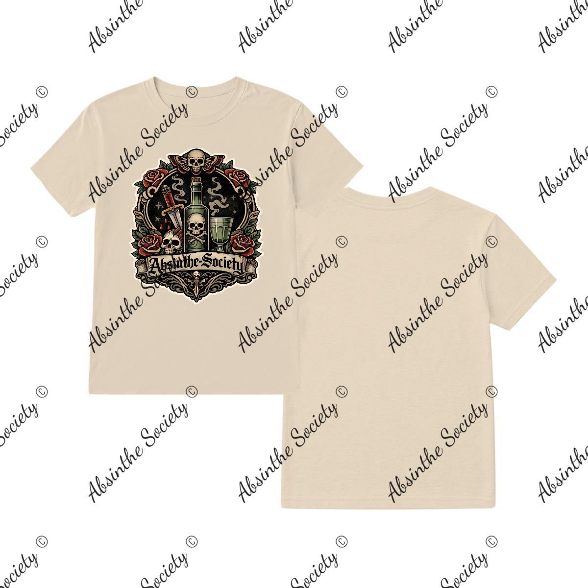 Absinthe Society Old Skool Tattoo Inspired - T-Shirt Printed in USA Sand