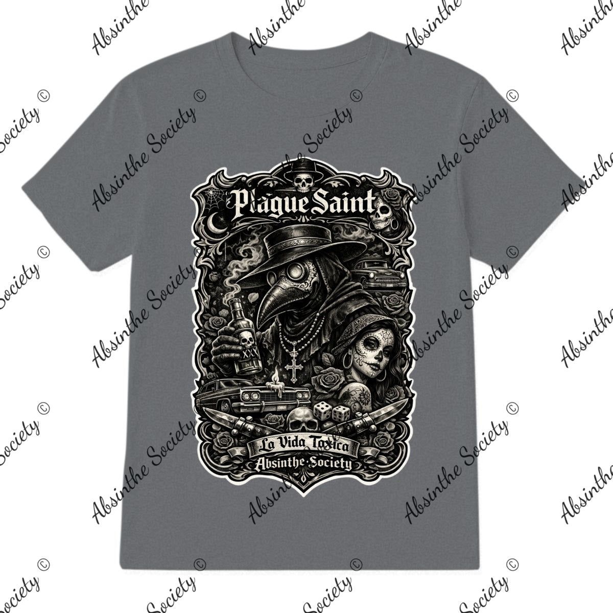 La Vida Toxica - Plague Saint Pareja- Grayscale T-Shirt Printed in USA
