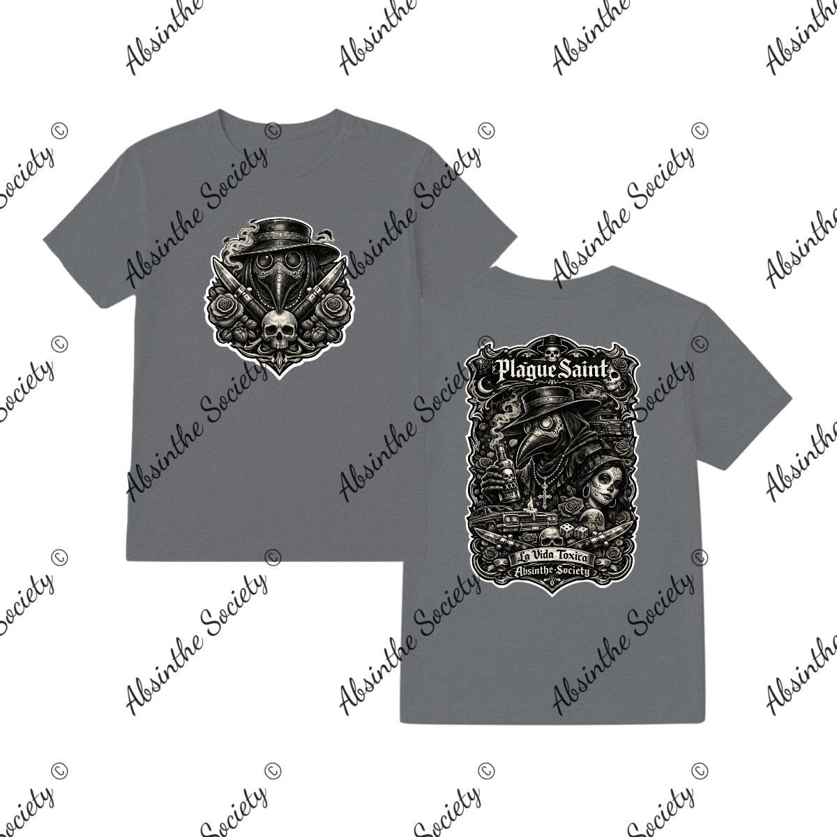 La Vida Toxica- La Pareja Grayscale- Double Side T-Shirt Printed in USA Graphite