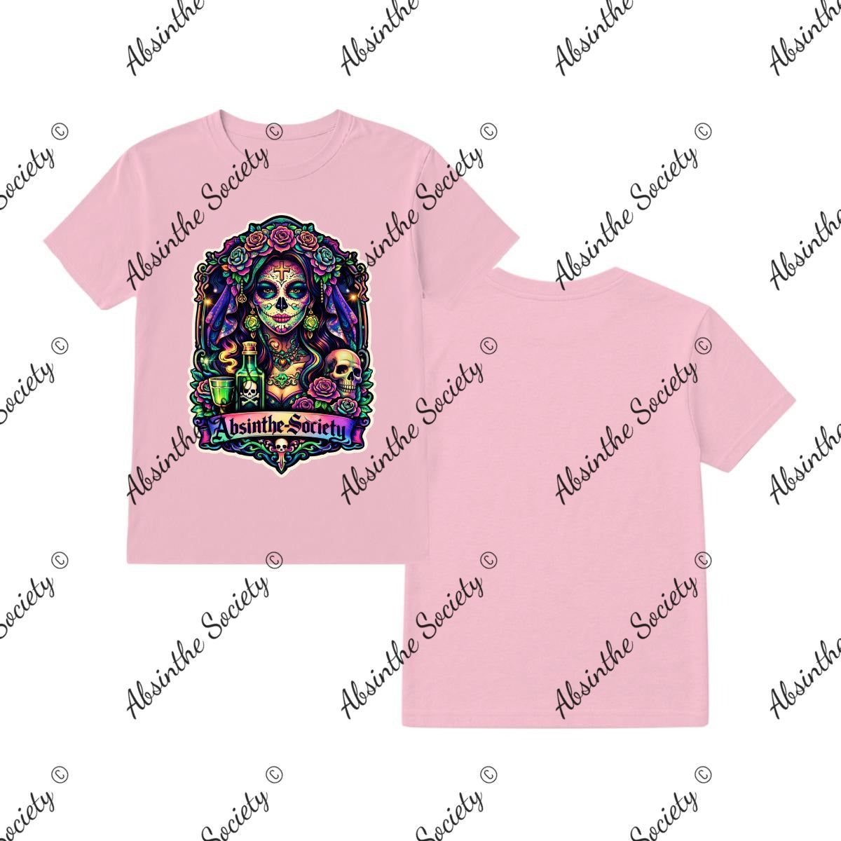 Absinthe Society Catrina Color - T-Shirt Printed in USA Light pink